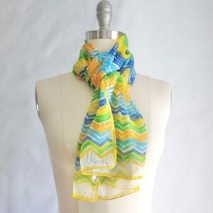 Vintage 70s VERA NEUMANN Scarf Chevron Print Italian Chiffon | Vera Scarf